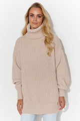  Rollkragenpullover model 185214 Makadamia 